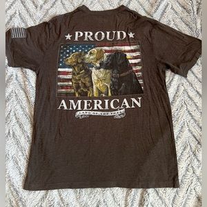 Bass Pro Shops graphic Tee Shirt Dogs short sleeve flag men's medium